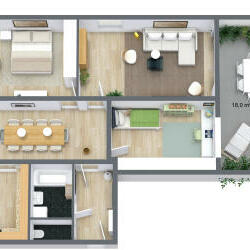 TF Radegunder Straße - 1. Etage - 3D Floor Plan